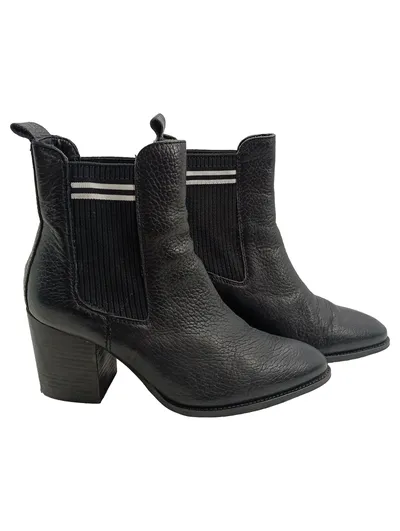 Tommy Hilfiger Damen Chelsea Stiefelette Leder Schwarz Gr. 38 Blockabsatz