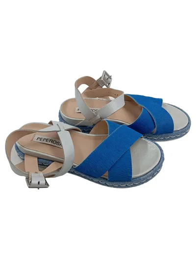 Peperosa Sandalen Espadrilles Damen Blau Silber Leder Gr. 37