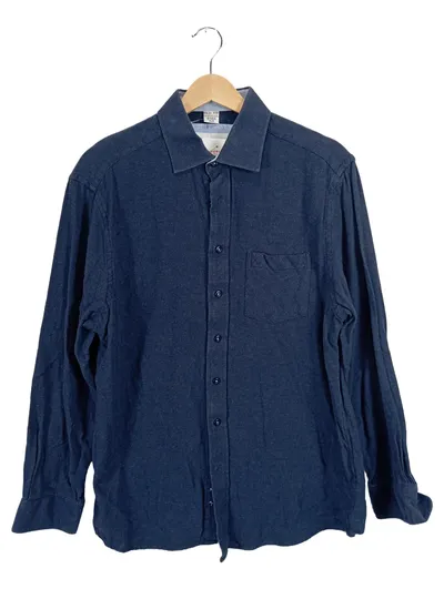 Roger Kent Herren Business Hemd Langarm Uni Blau Baumwolle Gr. 40/L