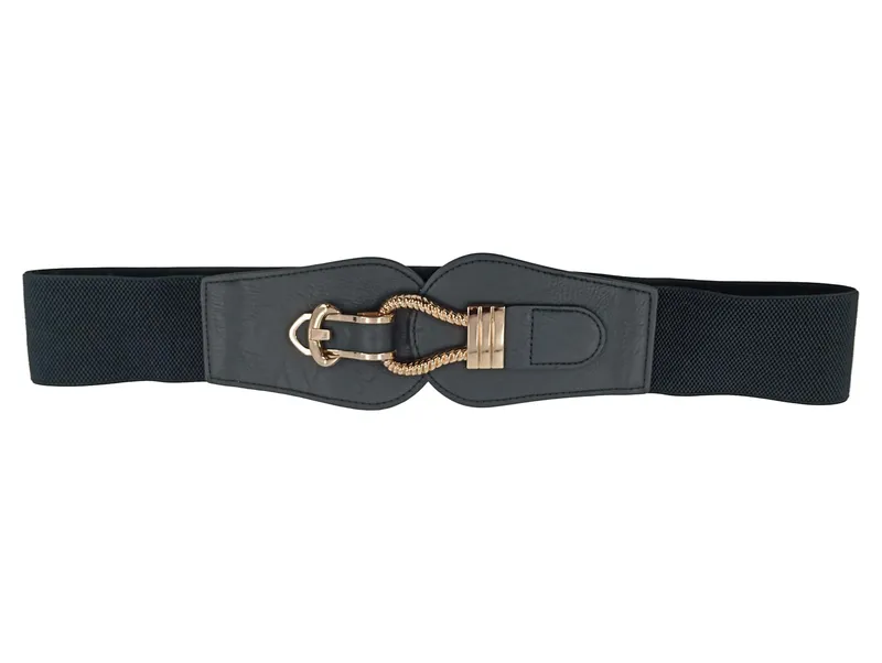 BlackButterfly Damen Gürtel Elegant Schwarz Metallic Schnalle Größe 90 1