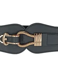 BlackButterfly Damen Gürtel Elegant Schwarz Metallic Schnalle Größe 90 2