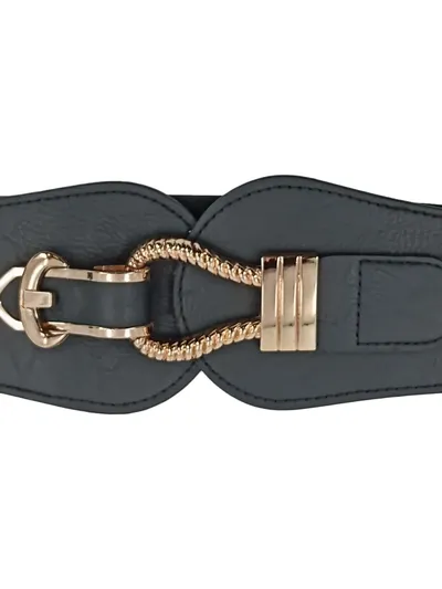 BlackButterfly Damen Gürtel Elegant Schwarz Metallic Schnalle Größe 90