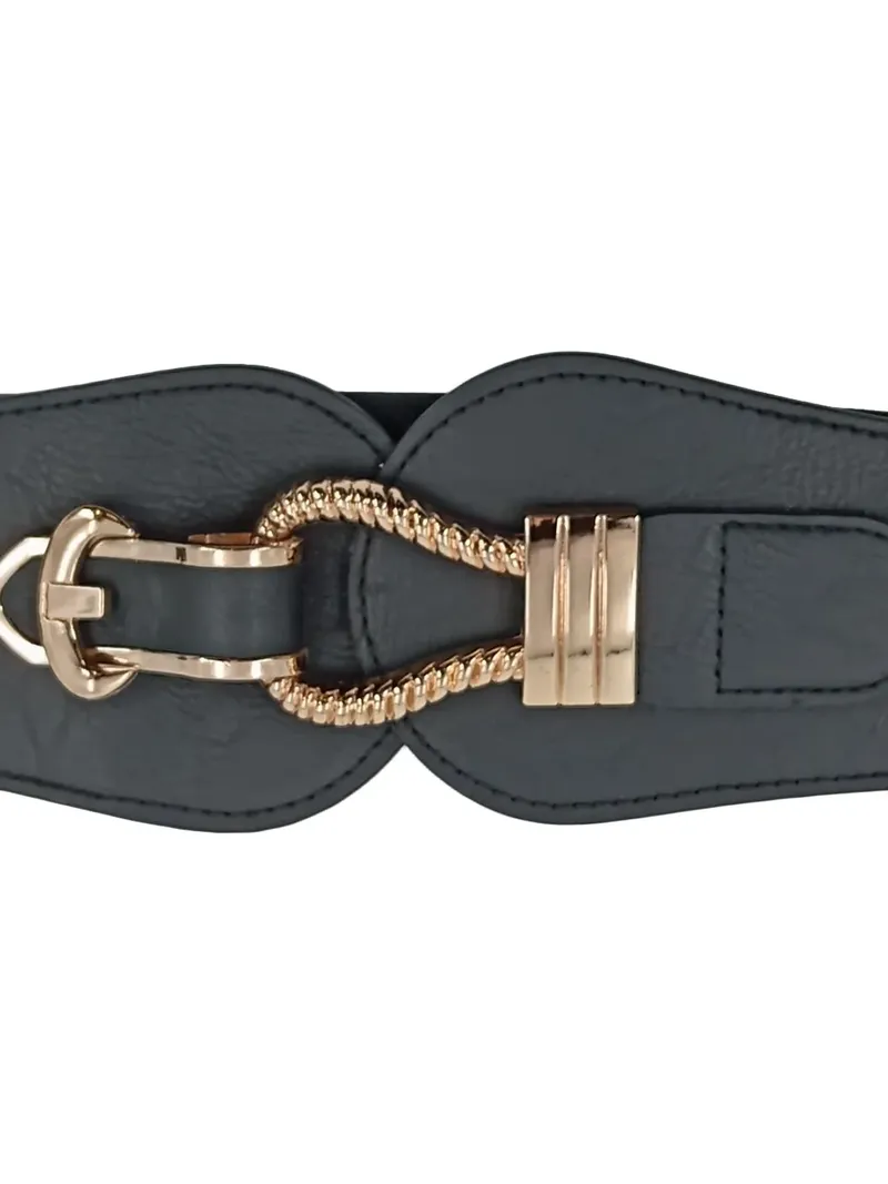 BlackButterfly Damen Gürtel Elegant Schwarz Metallic Schnalle Größe 90 2