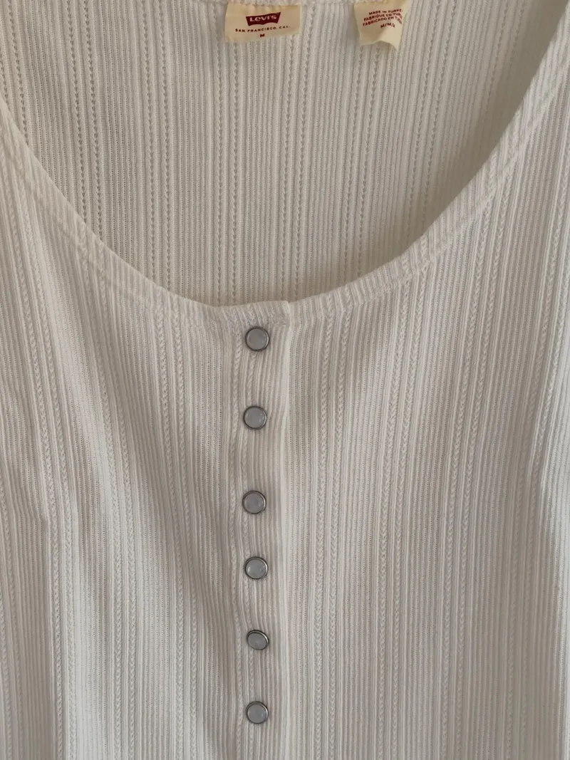 Levi's Damen Langarmshirt Rippstrick Weiß Gr. M 38 Freizeit Casual 4
