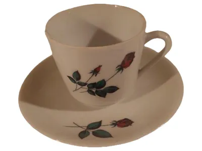 Bavaria Vintage Tasse Untertasse Porzellan Rosen Weiß 7cm 2tlg