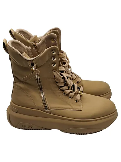 Liu Jo Damen Stiefel Schnürstiefel Beige Gr. 41 Textil Reißverschluss