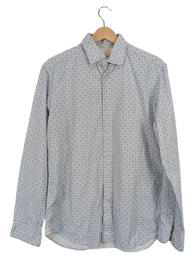 FIL NOIR Herren Business Hemd Blau Punkte Gr. 50 L Langarm Baumwolle
