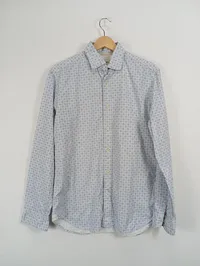 FIL NOIR Herren Business Hemd Blau Punkte Gr. 50 L Langarm Baumwolle 2