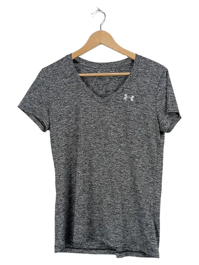 Under Armour Damen Sport Shirt V-Neck Gr. M Grau Meliert HeatGear