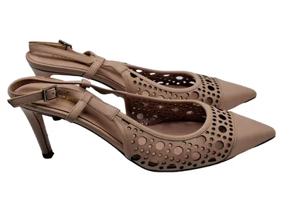 Kate Spade York Damen Slingpumps Leder Lochmuster Beige Gr. 39