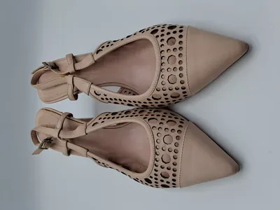 Kate Spade York Damen Slingpumps Leder Lochmuster Beige Gr. 39