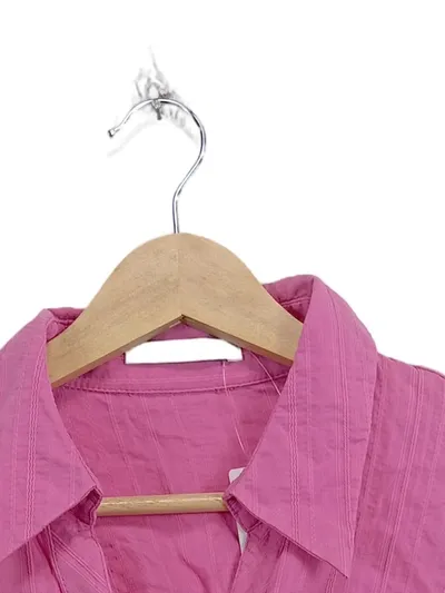 Steilmann Damen Hemdbluse Gr. 38 M Pink Casual Strukturmuster Langarm