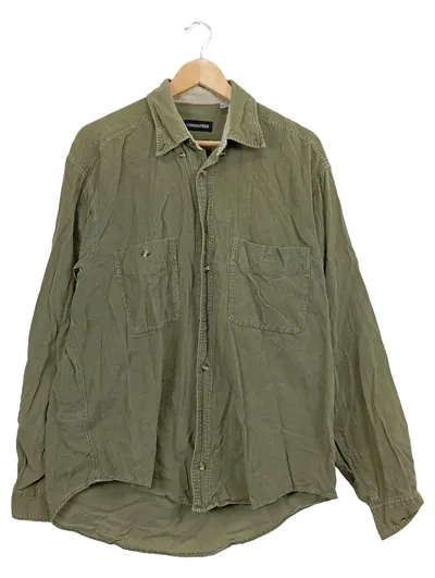 COMMANDER Freizeithemd Herren Oliv Strukturmuster Langarm Baumwolle Gr. 54 XXL