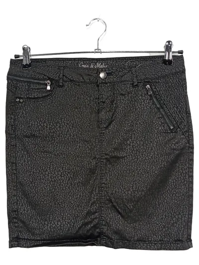 Grain de Malice Damen Minirock Gr. 40 Schwarz Modern Tierdruck Reißverschluss