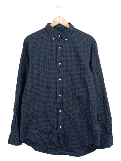 GANT Regular Button-Down Freizeithemd Herren Gr. 50, L (41, 42) Blau Kariert