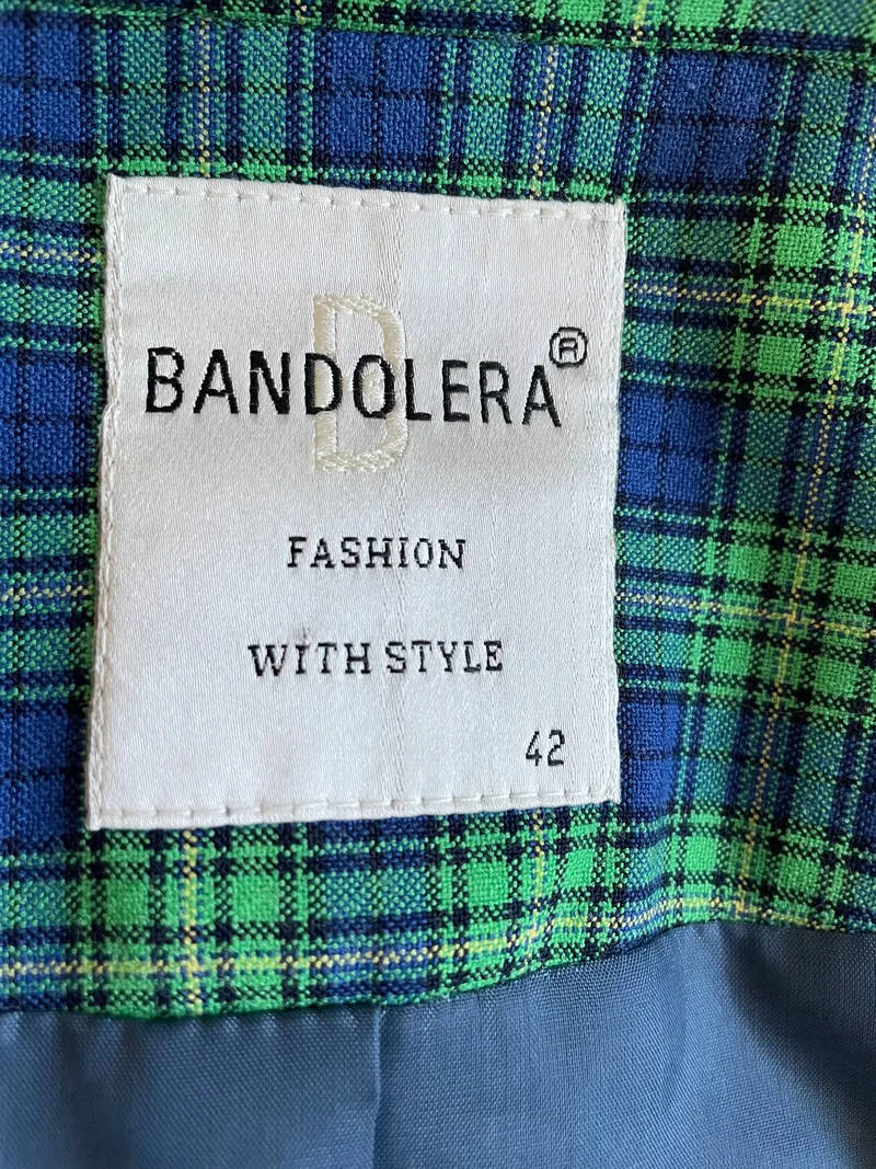 Bandolera Damen Blazer kariert Gr. 42/XL Modisch Grün Blau Polyester Wolle 6