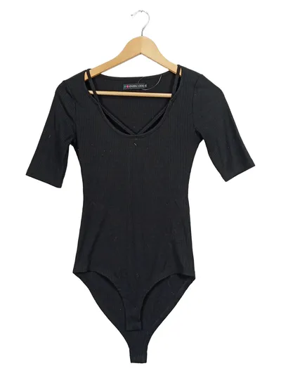 Even&Odd Damen Body Schwarz Basic Rippstrick Gr. X, S