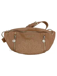 Desigual Damen Gürteltasche Bauchtasche Beige mit Blumenstickerei Praktisch 1
