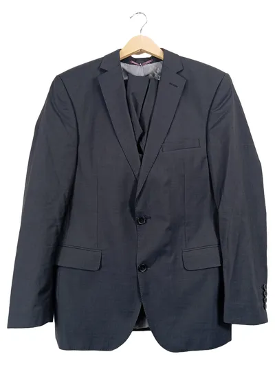 Carl Gross Anzug Herren Gr. 48 Grau Wolle Business Sakko Hose