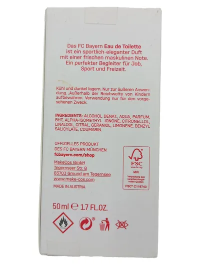 FC Bayern München Eau de Toilette Herren Elegant 50ml Duft