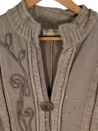 Elisa Cavaletti Strickjacke Damen Gr. 40 L Beige Bohemian Zierknöpfe 3
