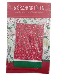 arsEdition 6 Geschenktüten mit Stickern Weihnachten Rentier Schneeflocken 1