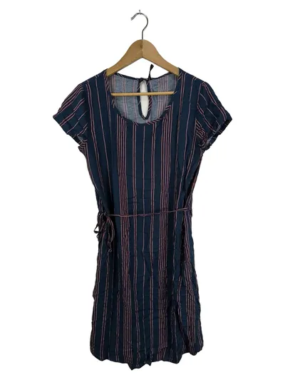 FRESH MADE Damen Freizeitkleid M Blau Gestreift Viskose Sommerkleid