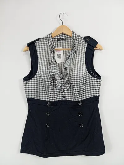 TUZZI Damen Hemdbluse kariert Rüschen Mehrfarbig Gr. 40/L Casual