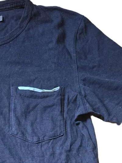 French Connection Herren T-Shirt Blau Gr. S Kurzarm Baumwolle Casual Rippstrick