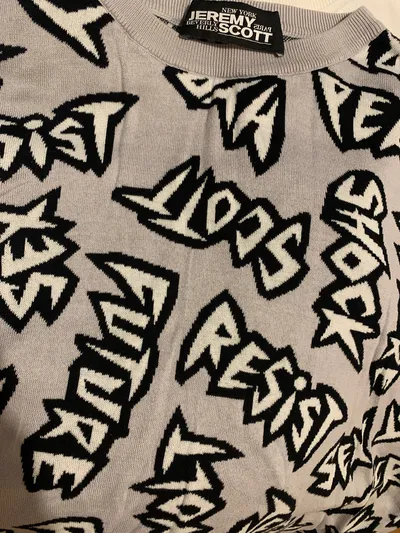 JEREMY SCOTT Herren Pullover XL Grau Streetwear Schriftzug Baumwolle