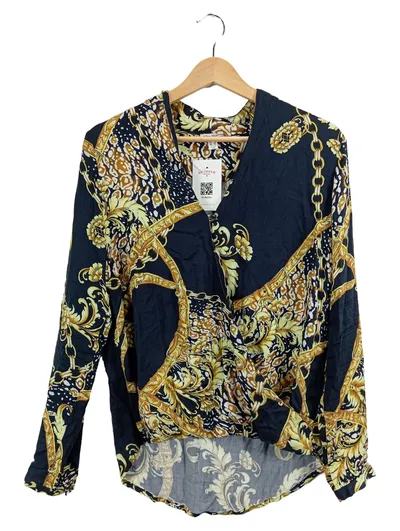 Alba Moda Damen Bluse Gr. 36 Barock Ketten Muster Elegant Langarm