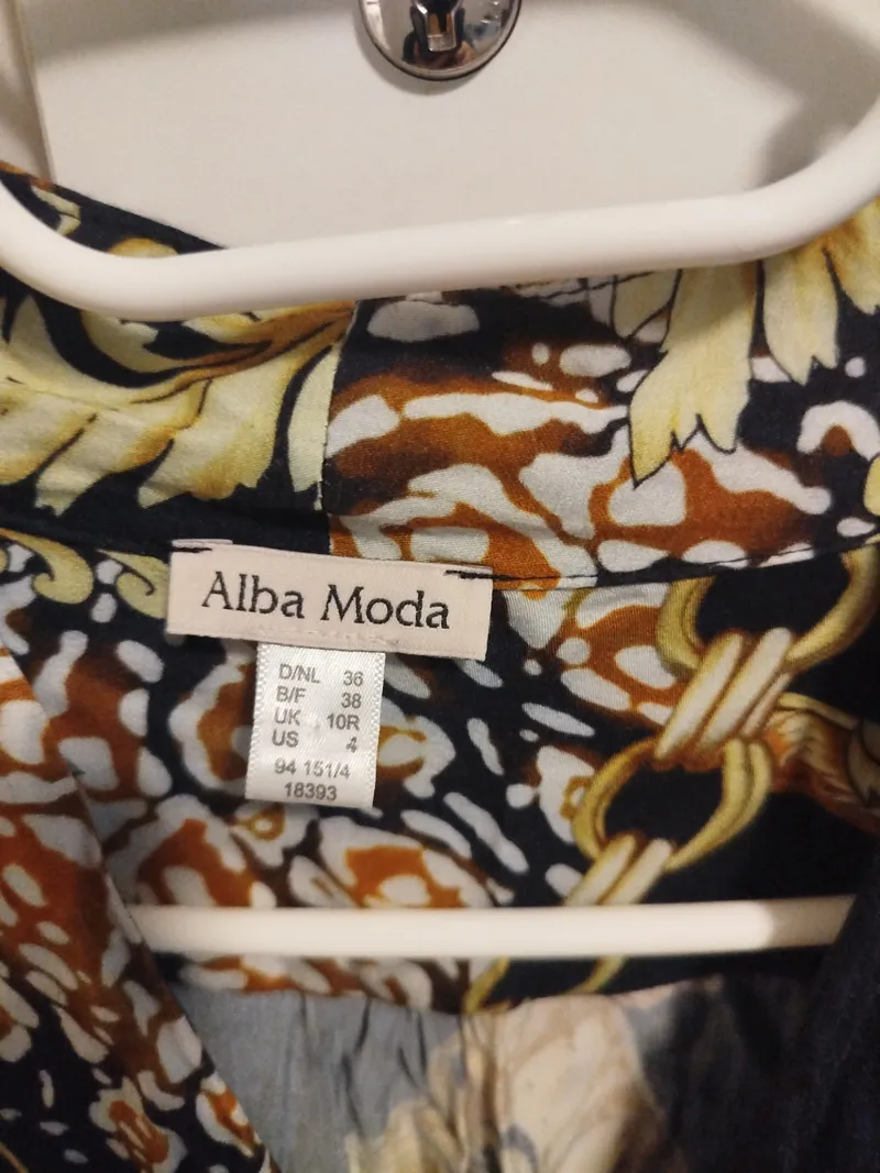 Alba Moda Damen Bluse Gr. 36 Barock Ketten Muster Elegant Langarm 3