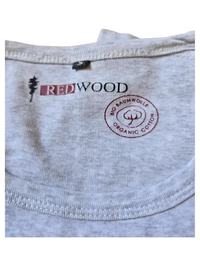 REDWOOD Herren Langarmshirt Grau Meliert Gr. 46/S Baumwolle Casual Logo