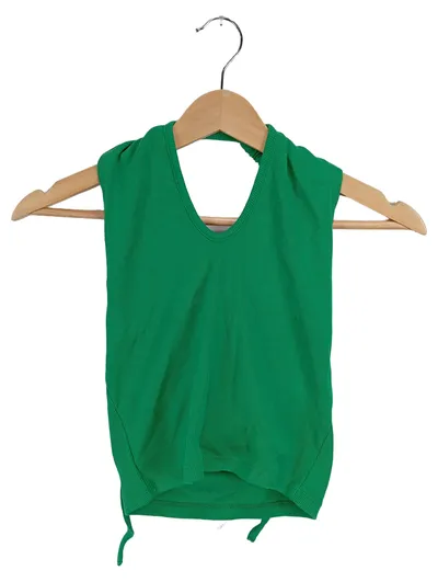 Pigalle Damen Neckholder Crop Top Grün Gr. M Rippstrick Baumwolle