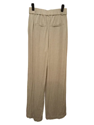 Vero Moda Damen Leinenhose Stoffhose W24 32 XXS Beige Wide Leg Sommer Casual