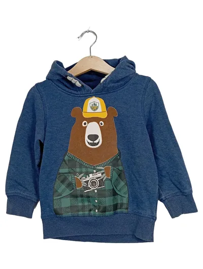 Palomino Kinder Kapuzenpullover Gr. 104 Blau Bärenmotiv Hoodie Casual