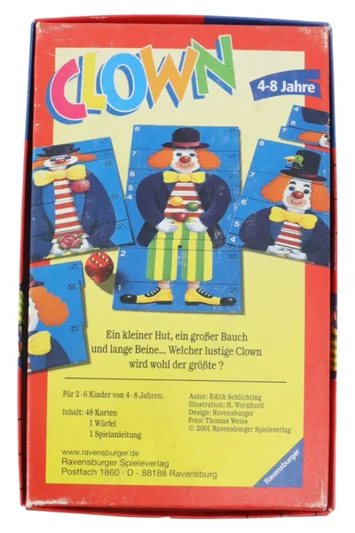 RAVENSBURGER Würfelspiel Clown Edith Schlichting 4-8 Jahre Familienspiel