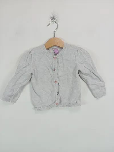 dopodopo Strickjacke Mädchen Gr. 86 Grau Baumwolle Casual Langarm