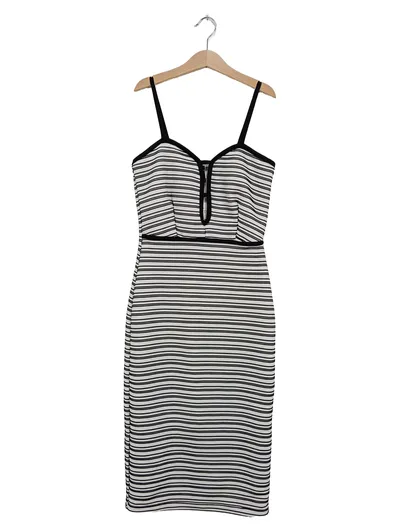 WINDSOR Damen Strickkleid Schlauchkleid Gestreift Elegant Midi Schwarz 38/M