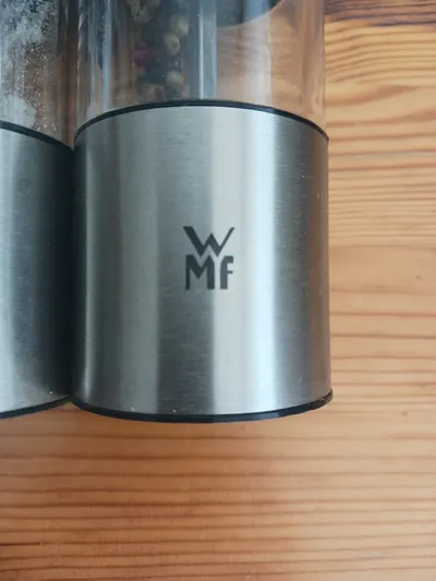 WMF Ceramill De Luxe Gewürzmühle Set Salz Pfeffer Edelstahl Glas 21cm Silber