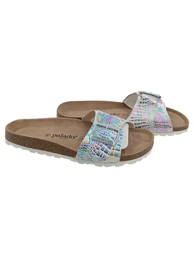 Palado Damen Pantoletten Sandalen Gr. 42 Mehrfarbig Komfortabel Glitzer