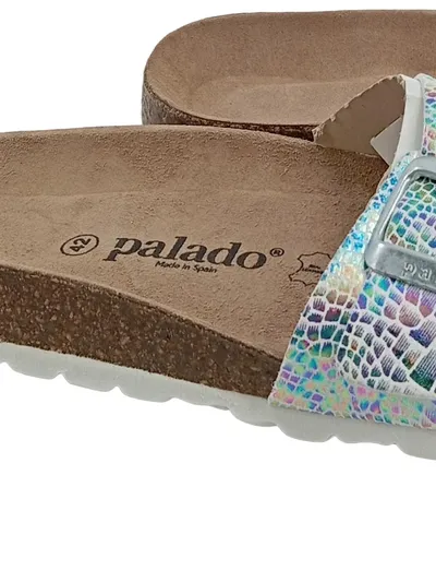 Palado Damen Pantoletten Sandalen Gr. 42 Mehrfarbig Komfortabel Glitzer