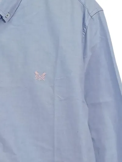 Crew Clothing Business Hemd Herren L Blau Langarm Uni Wolle