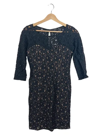 GUESS Damen Spitzenkleid Schwarz Gr. S 36 Langarm Elegant Party