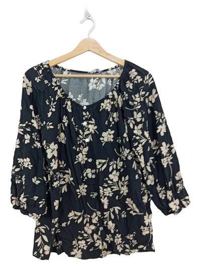 Hollys Damen Bluse XL Viskose Blumenmuster Casual