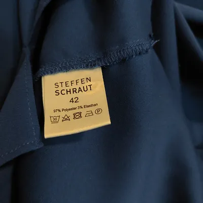 Steffen Schraut Bluse Blau Gr. 42 XL Langarm V-Ausschnitt Minimalistisch