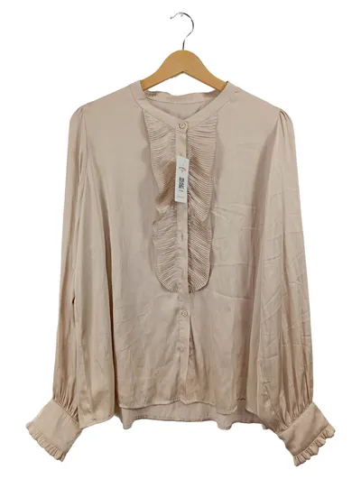 Neo Noir Damen Bluse Zola Beige Gr. 42 XL Rüschen Langarm Elegant