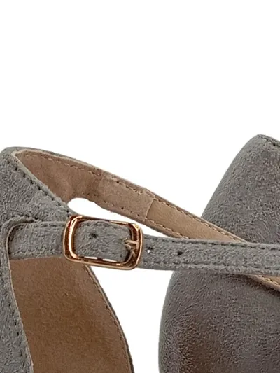 ABOUT YOU Damen Pumps Gr. 38 Grau Elegant mit Knöchelriemen Blockabsatz 8cm