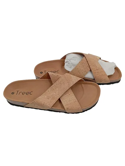 Treec Damen Sandalen Pantoletten Kork Beige Gr. 43 Clogs Sommer