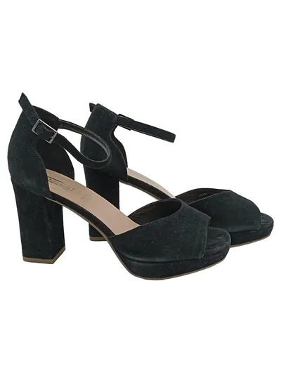 5th Avenue Damen Plateau Sandalen Gr. 37 Schwarz Elegant Blockabsatz